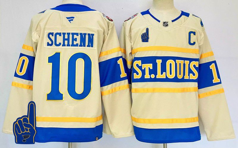 Men St.Louis Blues #10 Schenn Cream Fanatics 2025 NHL Jersey style 1